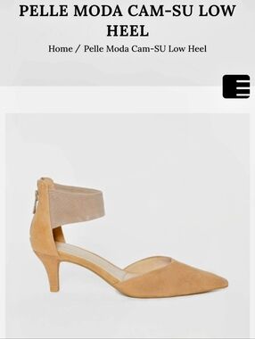 Pelle Moda Latte Suede Low Kitten Heel with Ankle Strap